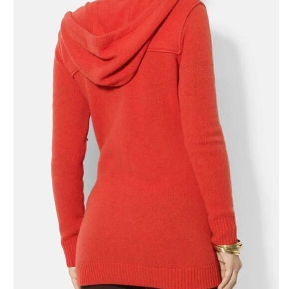 Ralph Lauren, LRL Orange Hooded Toggle Front Long Cardigan - Picture 3 of 8